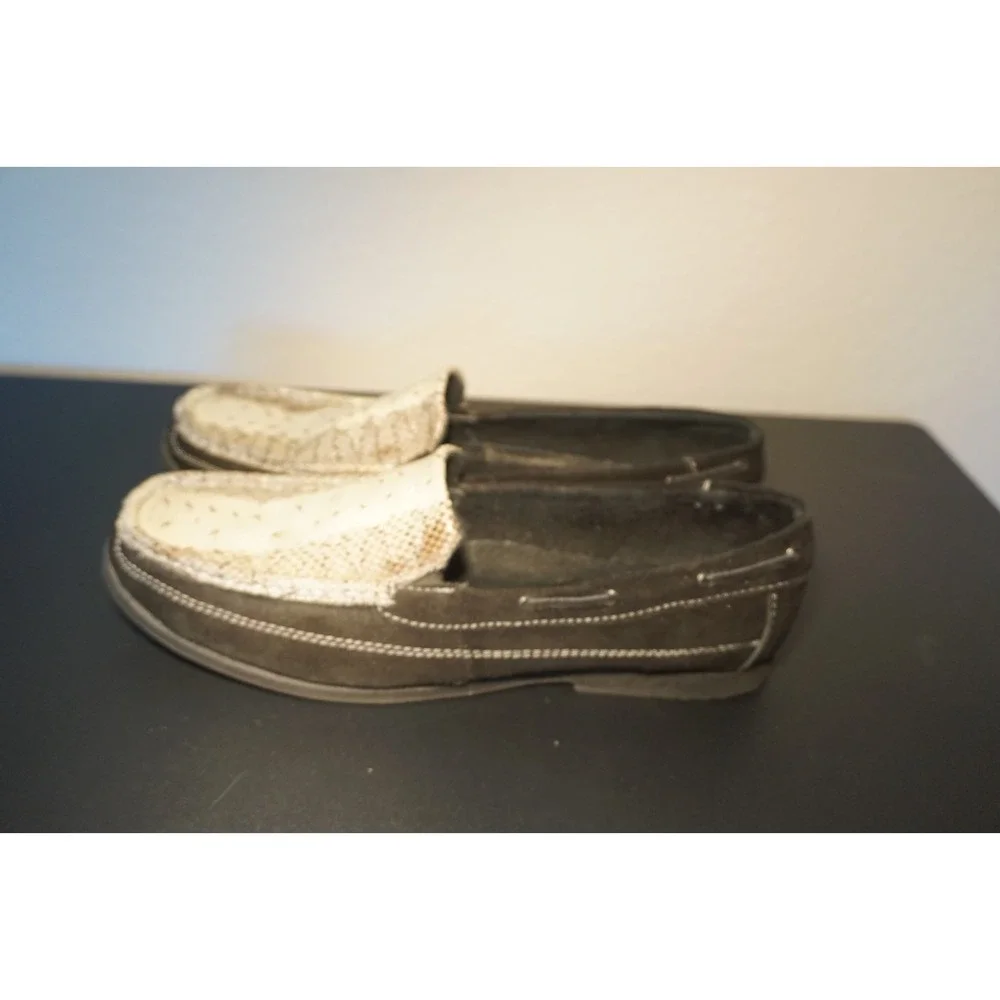 Mens Genuine Water Snake Skin Loafers Black Suede Slip On Shoes Size 12